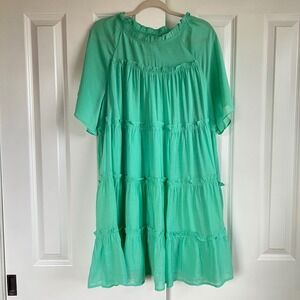 Chic Soul Mint Green Tiered Ruffle Cottagecore Babydoll Mini Dress Size 2X
